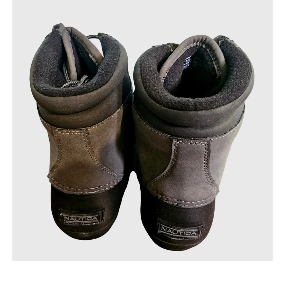 Nautica Duck Boots Mens Size 10 Charcoal Black Channing Insulated Snow Boots